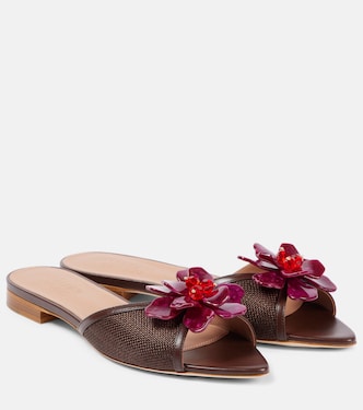 Cyd crystal-embellished raffia slides | Malone Souliers