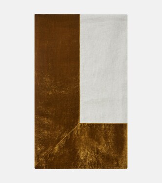 Large velvet-trimmed linen tablecloth | Once Milano