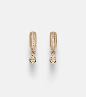14kt gold hoop earrings with diamonds | Roxanne First