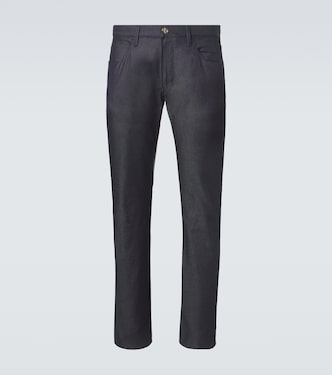 Cotton and silk-blend straight jeans | Giorgio Armani