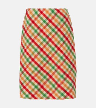 Checked wool-blend pencil skirt | Miu Miu