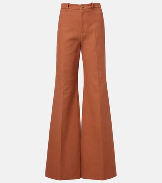 High-rise cotton canvas flared pants | Chloé
