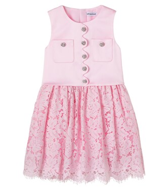 Crystal-embellished lace-trimmed dress | Self-Portrait Kids