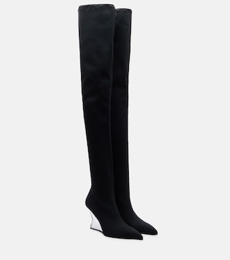 Knitted wedge over-the-knee boots | Balmain