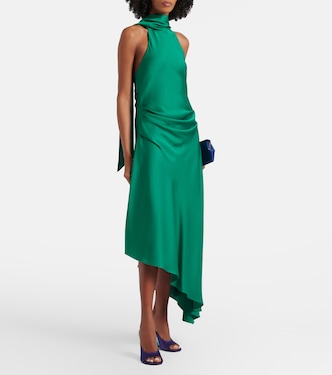 asymmetrical midi dress Tesla Cami Strap Hot Pink Plum Strapless Asymmetrical Midi Dress How to style One Shoulder Asymmetric Midi Dress