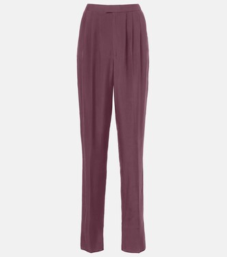 Pleated silk straight pants | Saint Laurent