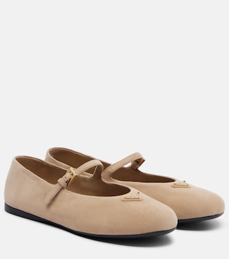 Mary-Jane-Ballerinas aus Veloursleder | Prada