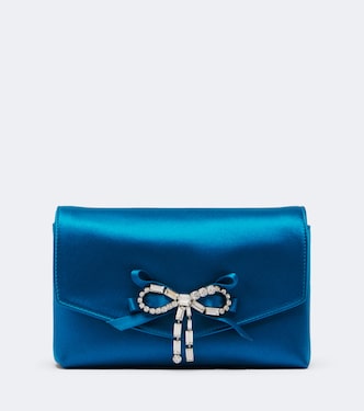 Soft Bow Mini embellished satin clutch | Jimmy Choo