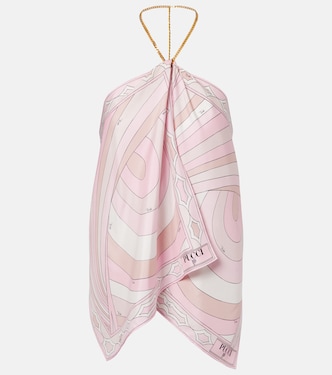 Iride halterneck silk twill top | Pucci