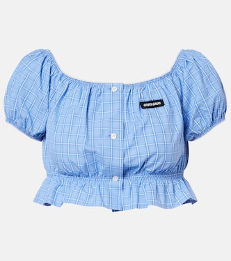 Checked cotton poplin crop top | Miu Miu