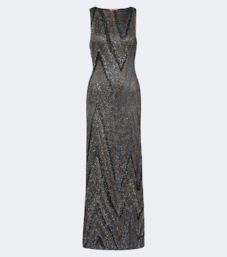 Zigzag sequined lamé maxi dress | Missoni
