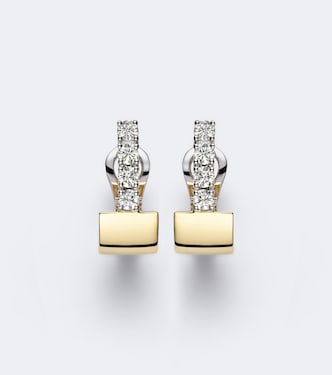 Golden Strada 18kt gold huggie earrings with diamonds | Yeprem
