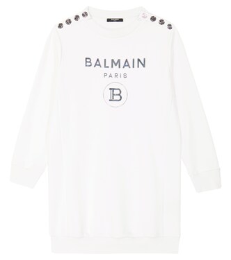 Logo cotton sweatshirt dress | Balmain Kids