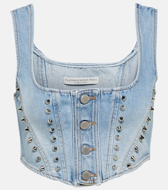 Cropped-Top aus Denim | Alessandra Rich