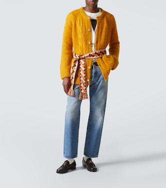 Cable-knit mohair-blend cardigan in yellow - Valentino | Mytheresa