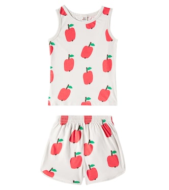 Apple printed jersey tank top and shorts set | Jellymallow