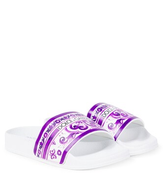 Majolica leather slides | Dolce&Gabbana Kids