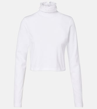 Cropped turtleneck cotton jersey top | Alaïa