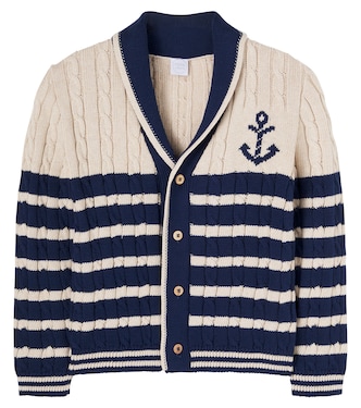 Cable-knit striped cotton cardigan | Pepa London