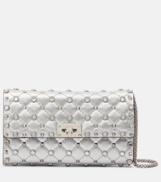 Schultertasche Rockstud Spike aus Metallic-Leder | Valentino Garavani
