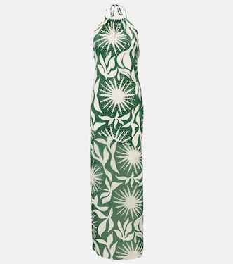 Acasia beaded printed halterneck maxi dress | Cala de la Cruz