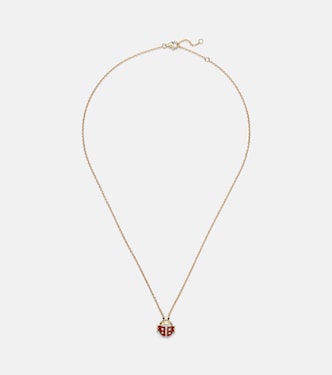 Coccinelle Mini 9kt gold pendant necklace with diamonds and agate | Yvonne Léon