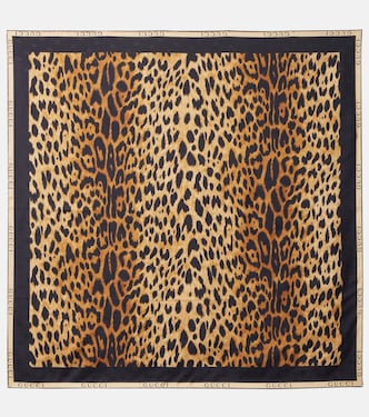 Foulard in twill di seta con stampa | Gucci