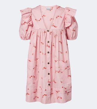 Robe en coton mélangé à fleurs | Ganni