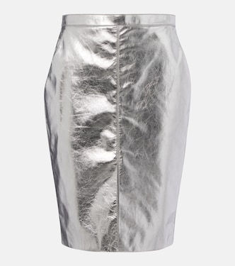 Metallic leather pencil skirt | Saint Laurent