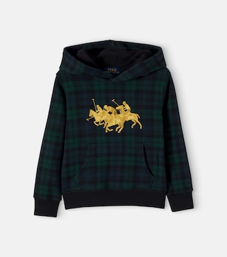 刺绣格纹棉质混纺帽衫 | Polo Ralph Lauren Kids