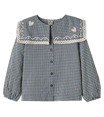 Pioupiou embroidered gingham cotton shirt | Bonton
