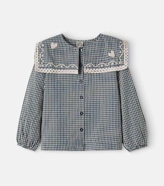 Pioupiou embroidered gingham cotton shirt | Bonton
