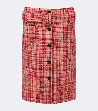 Wool, cotton, and silk tweed midi skirt | Prada
