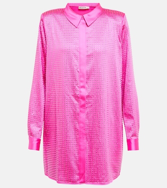 Crystal-embellished satin shirt | Self-Portrait