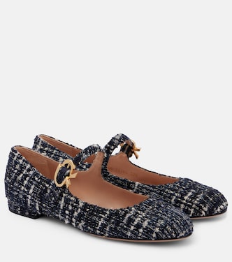 Mary-Jane-Ballerinas Mary Ribbon aus Bouclé | Gianvito Rossi