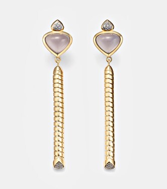 Boucles d'oreilles Trisolina en or 18 ct, calcédoine bleue et diamants | Marina B