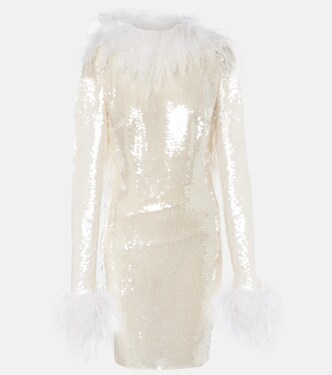 Feather-trimmed sequined minidress | The New Arrivals Ilkyaz Ozel