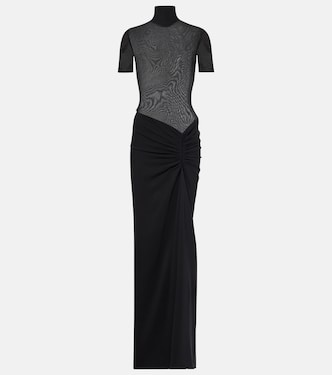 Fusion gathered jersey and crêpe maxi dress | Christopher Esber