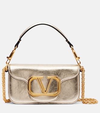 Locò Small metallic leather shoulder bag | Valentino Garavani