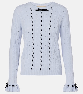 Bow-detail cable-knit virgin wool sweater | Valentino