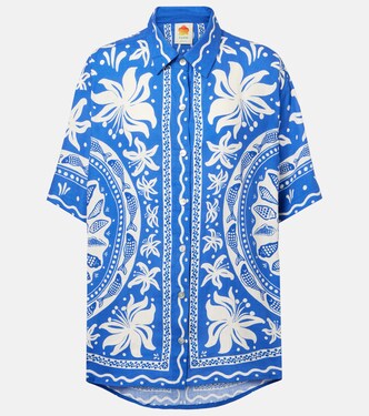 Ocean Scarf printed linen-blend shirt | Farm Rio