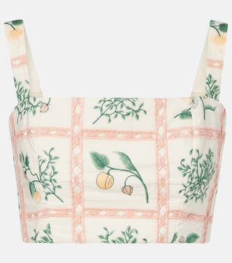 Cacao embroidered cotton crop top | Agua by Agua Bendita