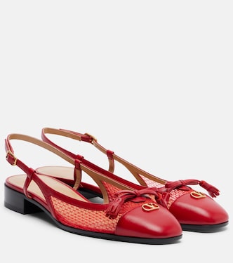 Valet Du Roi leather and mesh slingback flats | Valentino Garavani