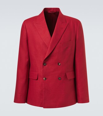 Double-breasted linen blazer | Bode