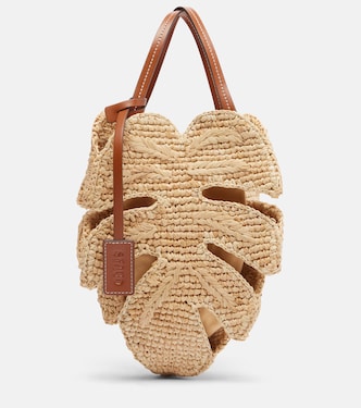 Bolso Palm de rafia con piel | Staud