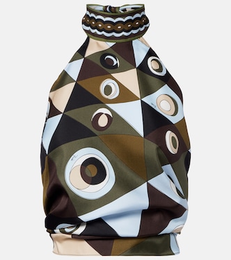 Occhi halterneck open-back silk twill top | Pucci