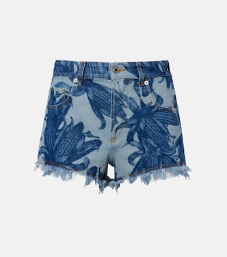Paula's Ibiza frayed printed denim shorts | Loewe