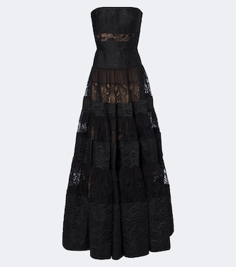 Lace-trimmed floral jacquard gown  | Elie Saab