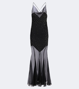 Verziertes Maxikleid aus Chiffon | Rabanne