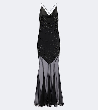 Embellished chiffon maxi dress | Rabanne